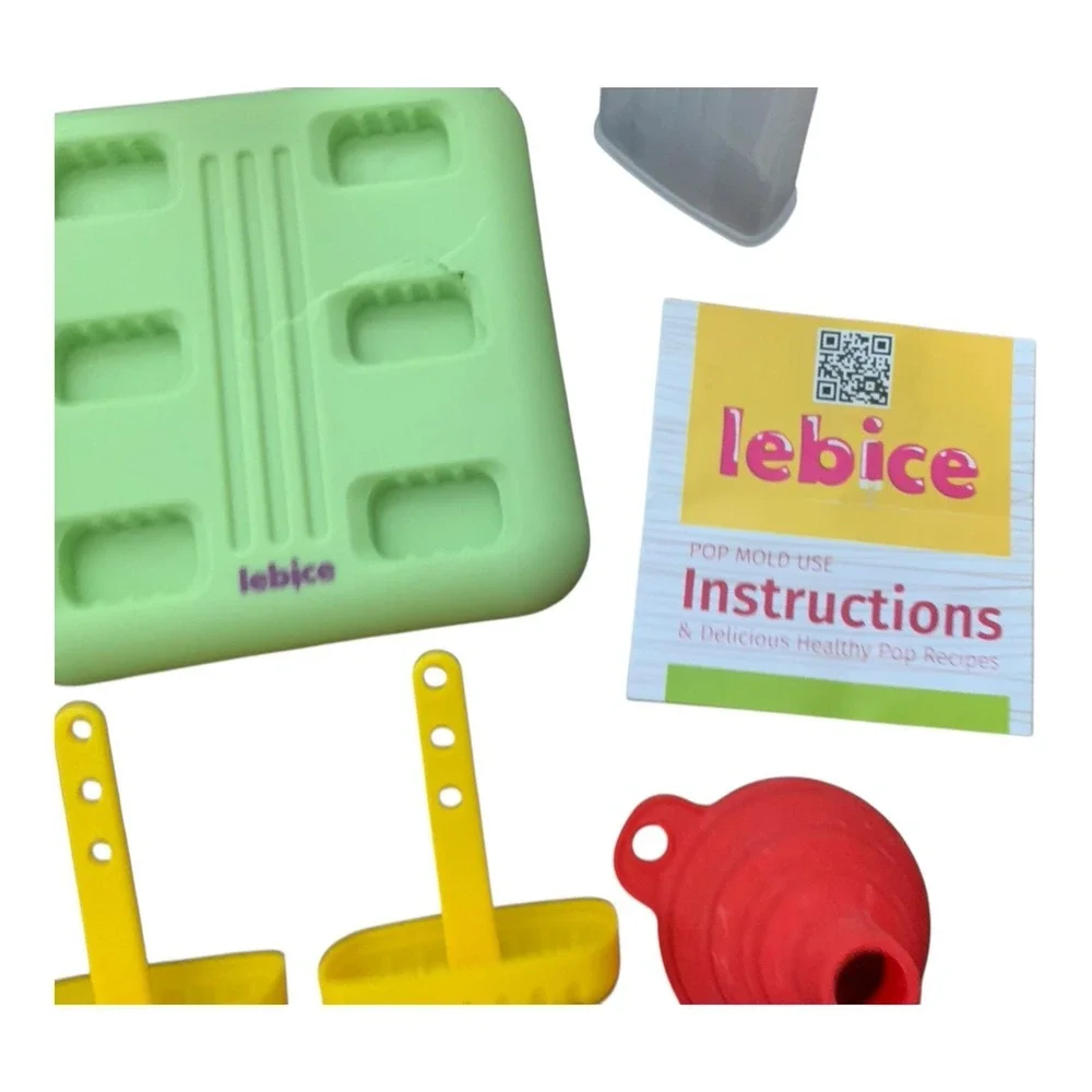 Lebice Popsicle Molds 6 Ice Pop Makers with Funnel‎ and Brush Kids DIY Snacks
